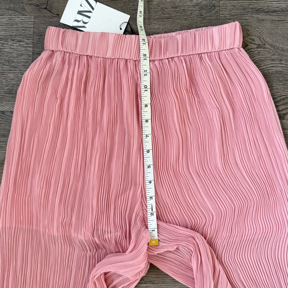 Zara Plissé Pleated Palazzo Flowy Wide Leg Pants - Size M - Pink - NWT - Picture 9 of 12